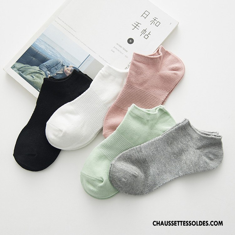 Chaussette Basse Femme Chaussette Basse Coupée Été Chaussette Courte Plaine 100% Coton Frais Pure Vert Clair