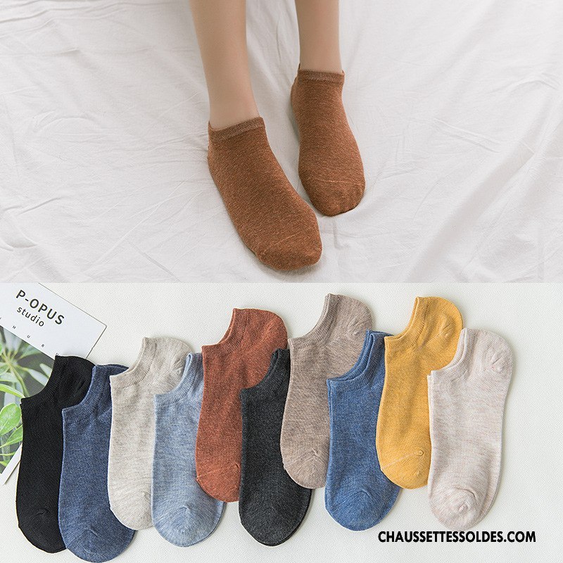 Chaussette Basse Femme Chaussette Courte 100% Coton Printemps Le Nouveau Été Art Couleurs De Bonbons Pure Marron / Brun