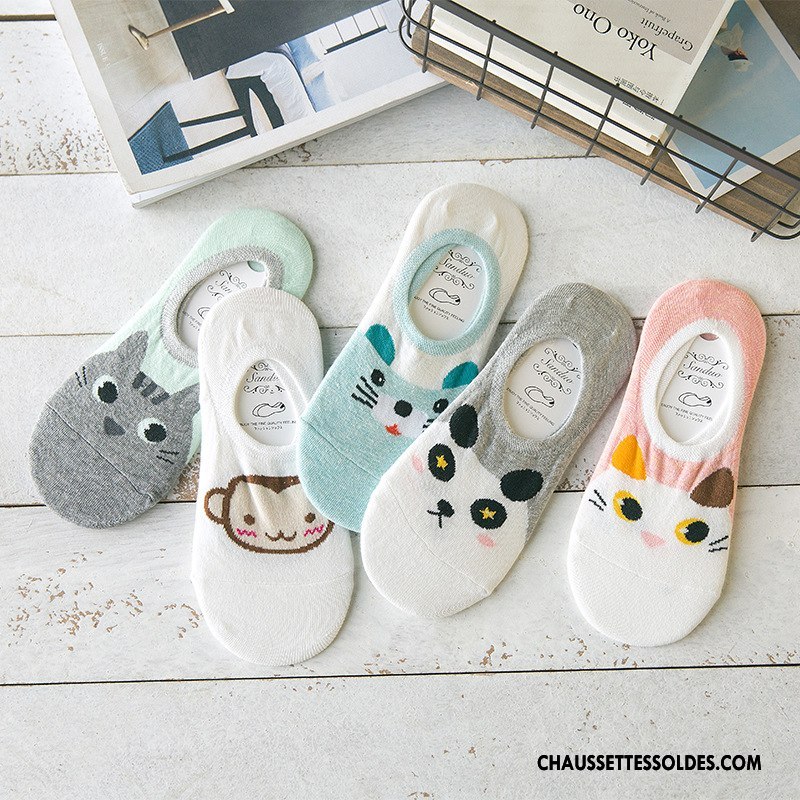 Chaussette Basse Femme Chaussettes En Coton Été Chaussette Basse Coupée Dessin Animé Le Nouveau Personnalité Gris