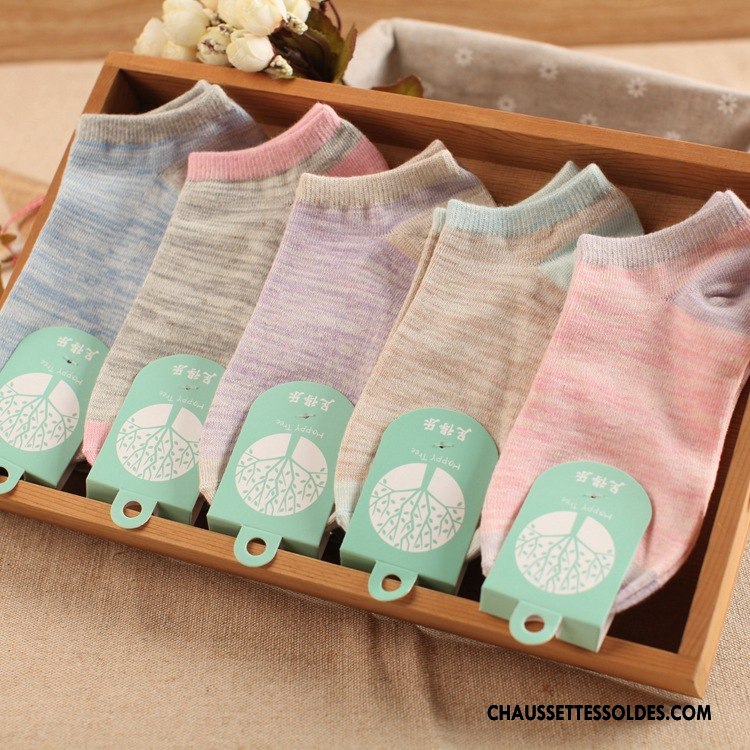 Chaussette Basse Femme Coton Frais Style Chaud Plaine Chaussette Courte Chaussette Basse Coupée Pure Rose