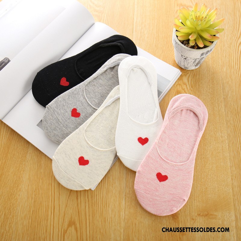 Chaussette Basse Femme Courte Dame Chaussettes En Coton Casual Amour Légère Rose Clair