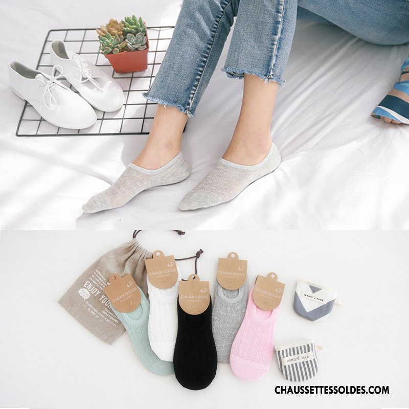 Chaussette Basse Femme Creux Guipure Chaussette Basse Coupée Dame Été Matelassé En Maille Gris