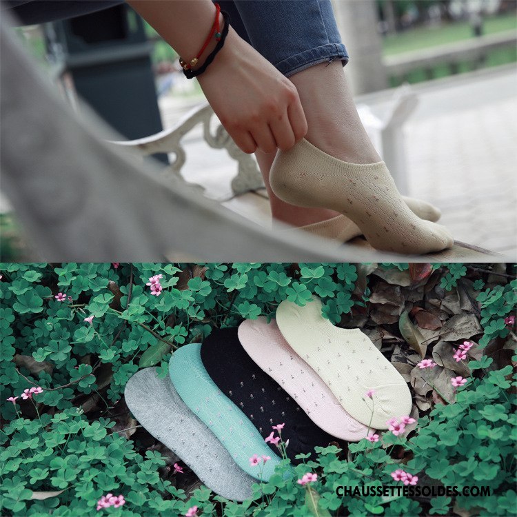 Chaussette Basse Femme Dame Beige Chaussette Basse Coupée Été Invisible Coton Bio Couleurs De Bonbons Clair