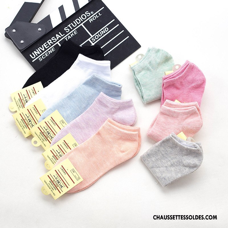 Chaussette Basse Femme Dame Chaussette Courte Été 100% Coton Printemps Le Nouveau Couleurs De Bonbons Pure Rose Clair