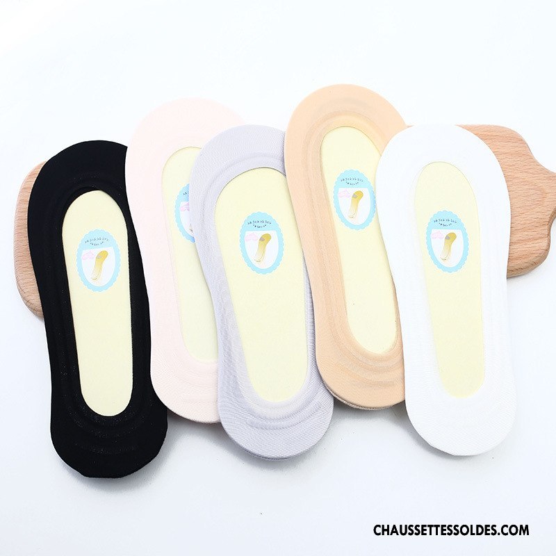 Chaussette Basse Femme Dame Matelassé Printemps Silicone Antidérapant Chaussette Basse Coupée Pure Blanc Clair