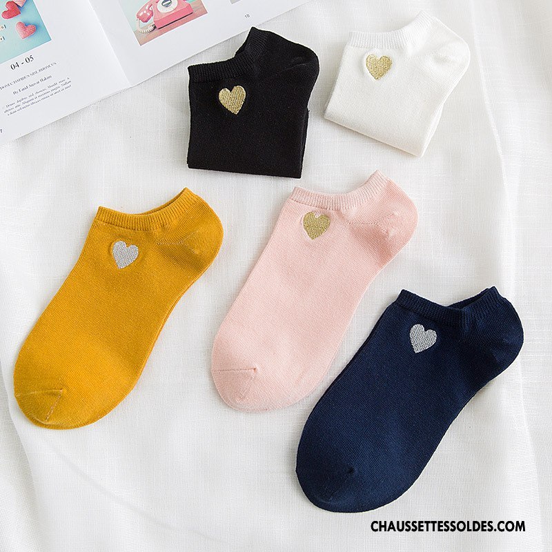 Chaussette Basse Femme Dame Nouvelles Arrivées Chaussette Courte Coton Bio Tendance Mode Jaune