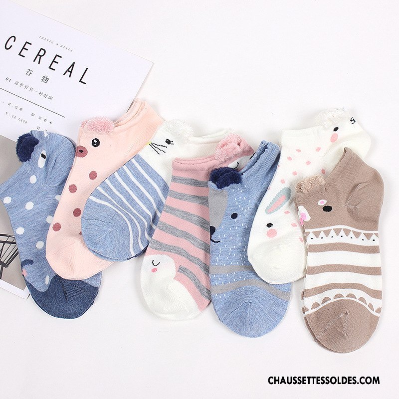 Chaussette Basse Femme Dessin Animé Chaussettes En Coton Dimensionnel Dame Matelassé Bleu