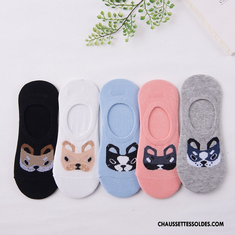 Chaussette Basse Femme Dessin Animé Invisible 100% Coton Le Nouveau Animal Printemps Bleu