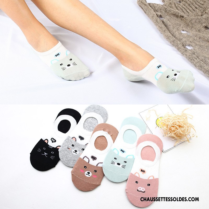 Chaussette Basse Femme Dessin Animé Le Nouveau Animal Invisible Casual Silicone Gris