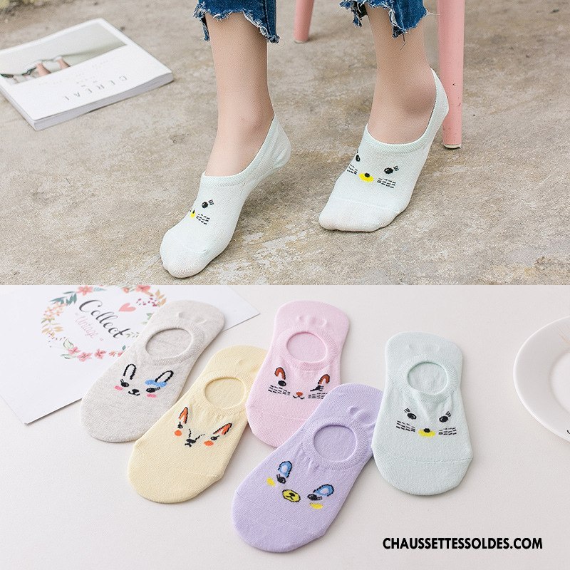 Chaussette Basse Femme Dessin Animé Tous Les Assortis Le Nouveau Invisible Renard Été Vert Clair