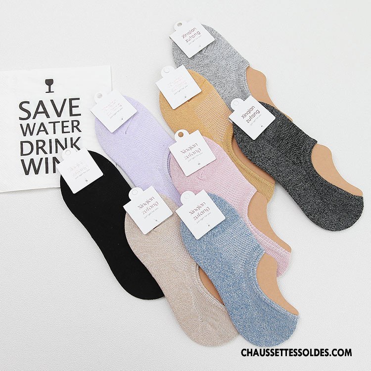 Chaussette Basse Femme Engrener Antidérapant Invisible Été Silicone Tous Les Assortis Pure Bleu Clair