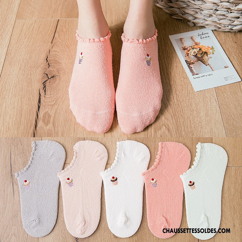 Chaussette Basse Femme Frais Dame Brodé Yarn Dessin Animé Nouvelles Arrivées Rose Clair