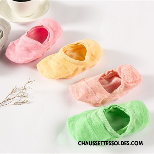 Chaussette Basse Femme Invisible Antidérapant Silicone Été Le Nouveau Couleurs De Bonbons Pure Vert Clair