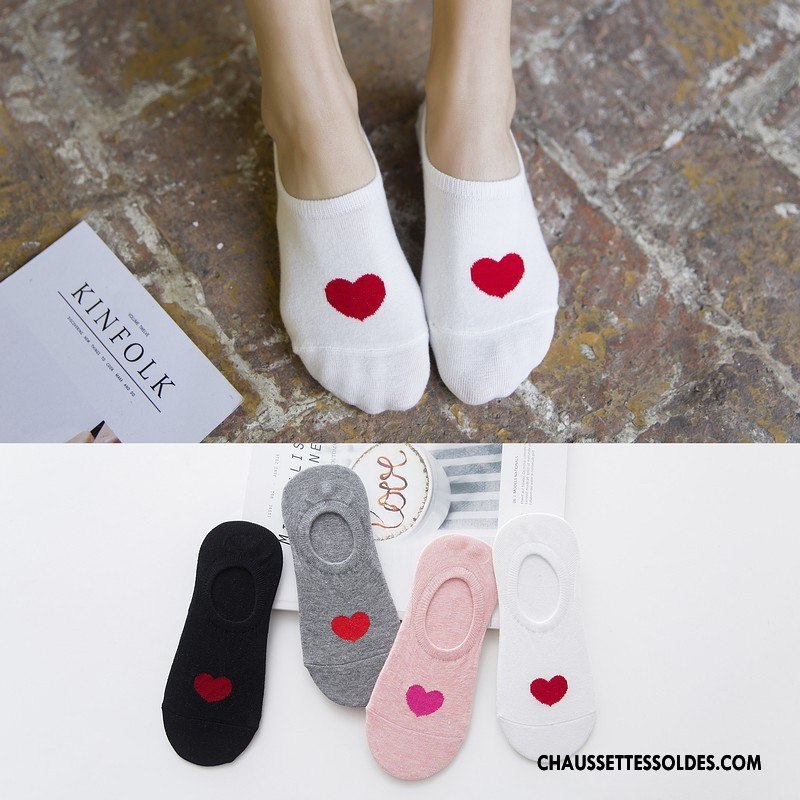 Chaussette Basse Femme Invisible Chaussette Basse Coupée Été 100% Coton Le Nouveau Charmant Blanc