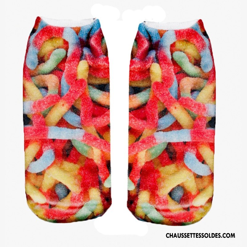 Chaussette Basse Femme Invisible Chaussette Courte Adulte Modèles Féminins Chaussette Basse Coupée Le Nouveau Impression Rouge Clair