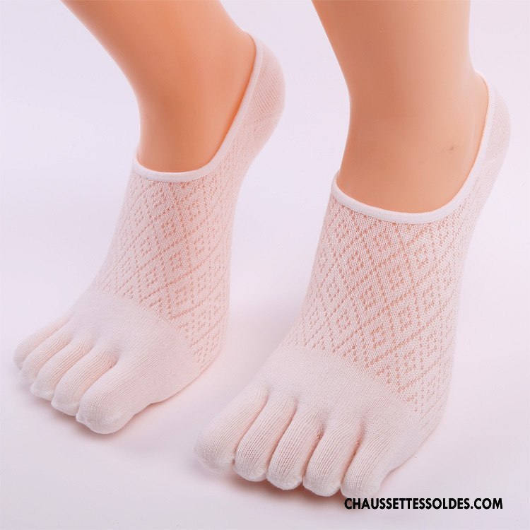 Chaussette Basse Femme Invisible Matelassé Cinq Doigts Confortable Blanc