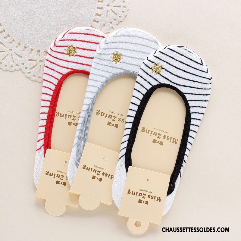 Chaussette Basse Femme Invisible Mince Chaussette Basse Coupée Printemps Matelassé Dame Rouge Clair