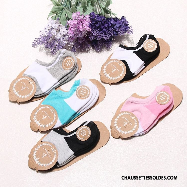 Chaussette Basse Femme Invisible Silicone Coton Bio Tous Les Assortis Chaussette Basse Coupée Anti-off Couleurs De Bonbons Coloré