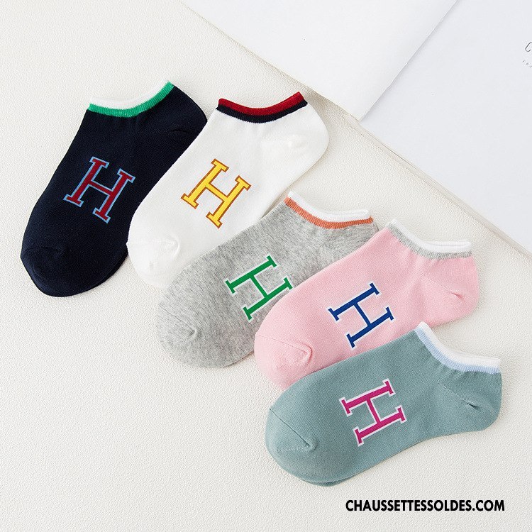 Chaussette Basse Femme L'automne Hiver Lettre Le Nouveau Plaine Chaussettes En Coton Rose