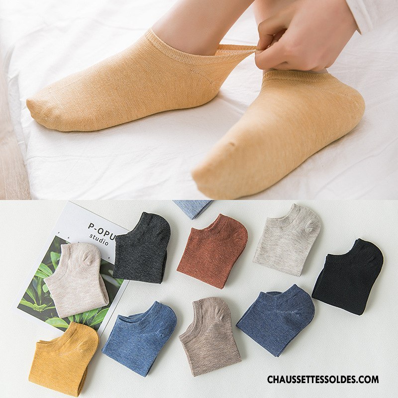 Chaussette Basse Femme Le Nouveau 100% Coton Art Été Dame Courte Couleurs De Bonbons Jaune