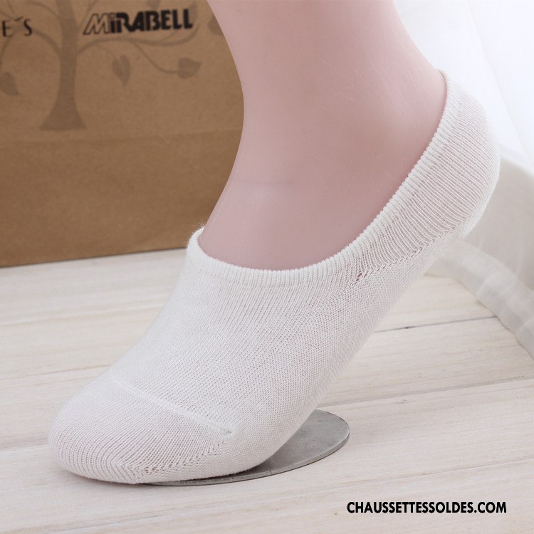 Chaussette Basse Femme Le Nouveau Absorber La Sueur Antidérapant Chaussette Basse Coupée Invisible Silicone Blanc
