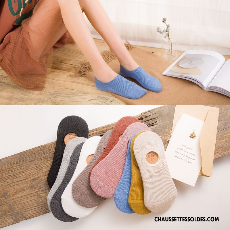 Chaussette Basse Femme Le Nouveau Antidérapant Chaussette Basse Coupée Silicone Haute Qualité Matelassé Pure Bleu