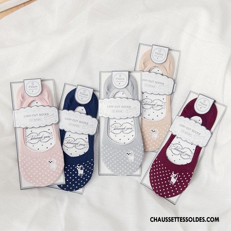 Chaussette Basse Femme Le Nouveau Bien Antidérapant Dame Brodé Chaussette Basse Coupée Rose
