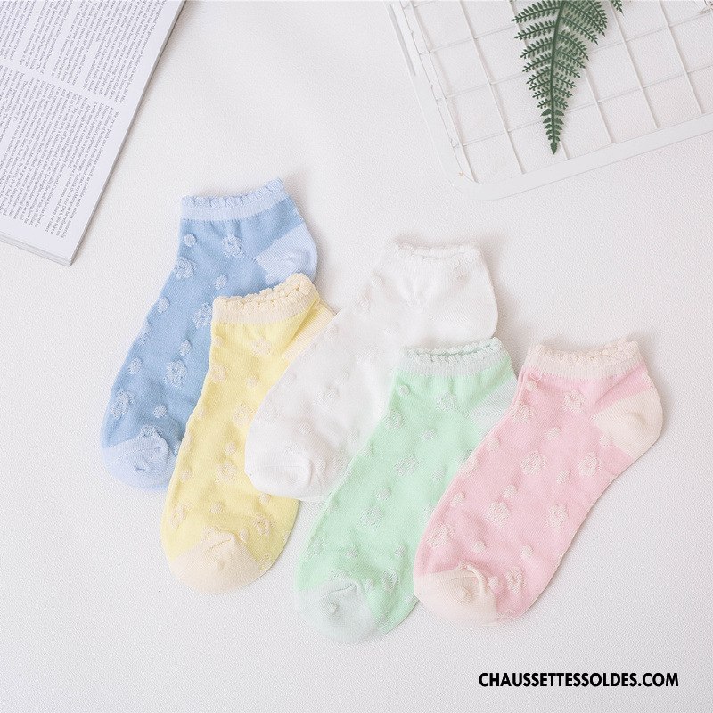 Chaussette Basse Femme Le Nouveau Bulle Printemps Légère Élève Été Pure Jaune