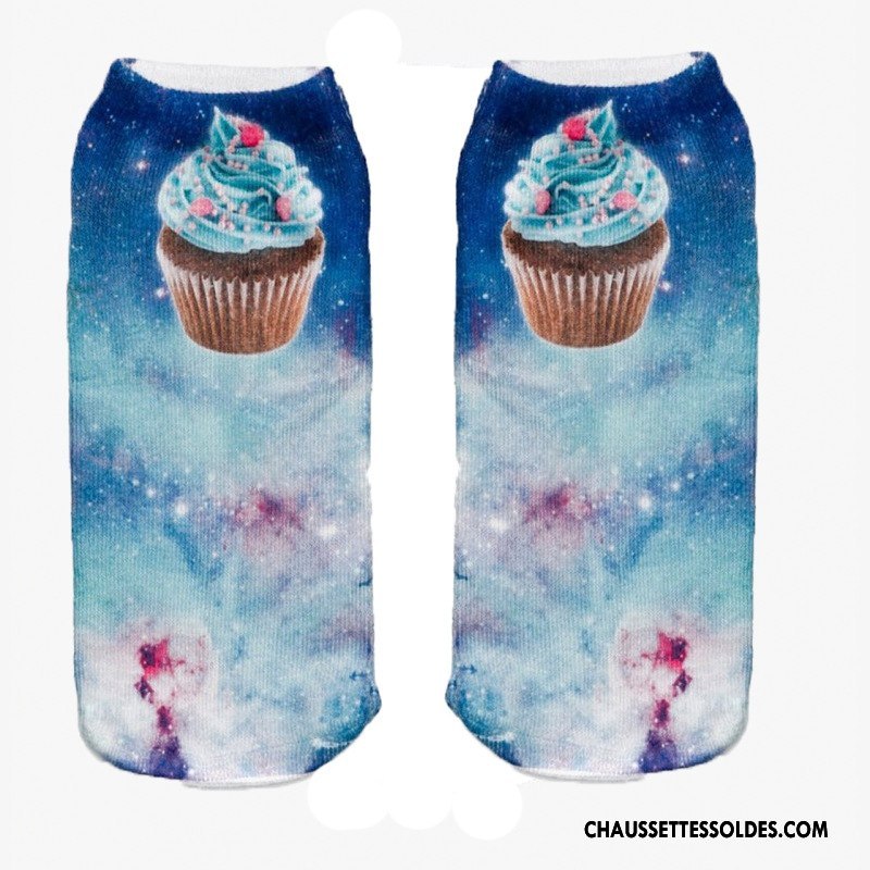 Chaussette Basse Femme Le Nouveau Chaussette Courte Adulte Chaussette Basse Coupée Impression Bleu