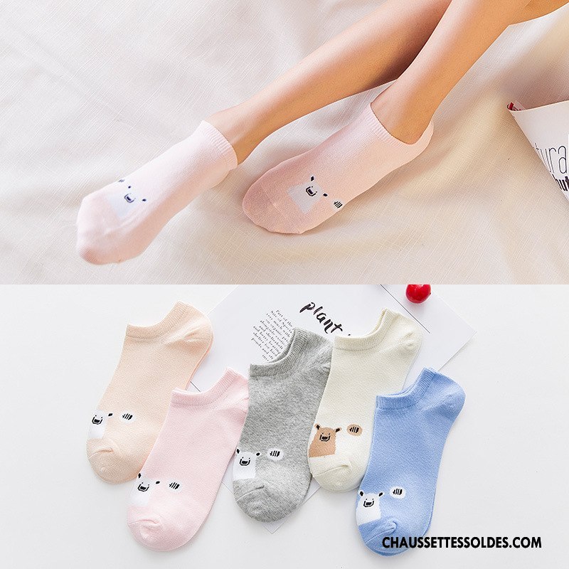 Chaussette Basse Femme Le Nouveau Dessin Animé 100% Coton Chaussette Courte Chaussette Basse Coupée Dame Rose