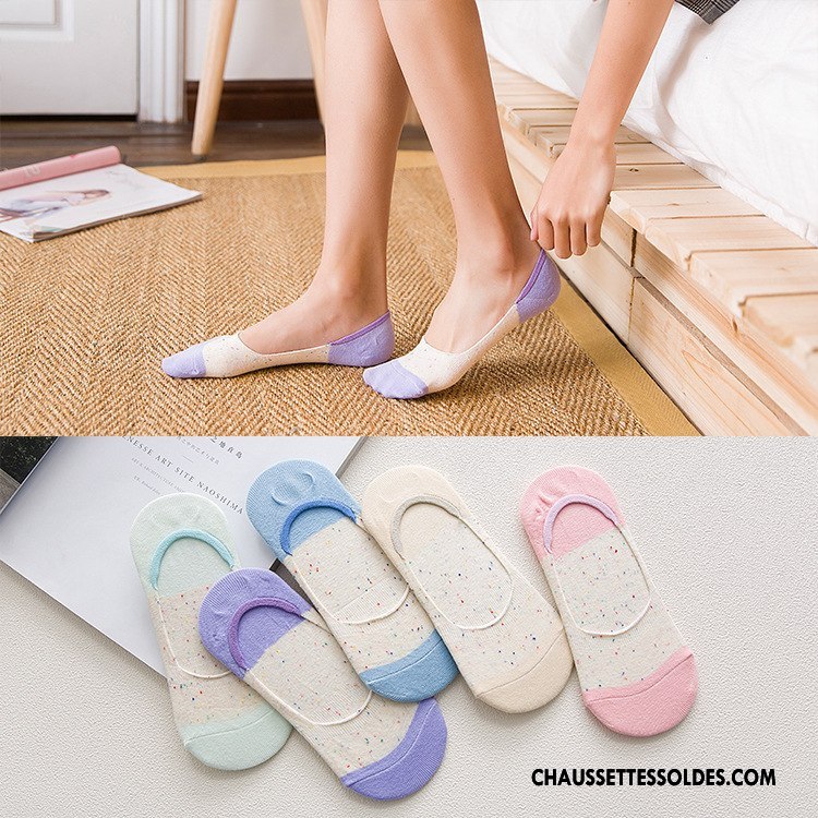 Chaussette Basse Femme Le Nouveau Frais Invisible Antidérapant Yarn Silicone Violet