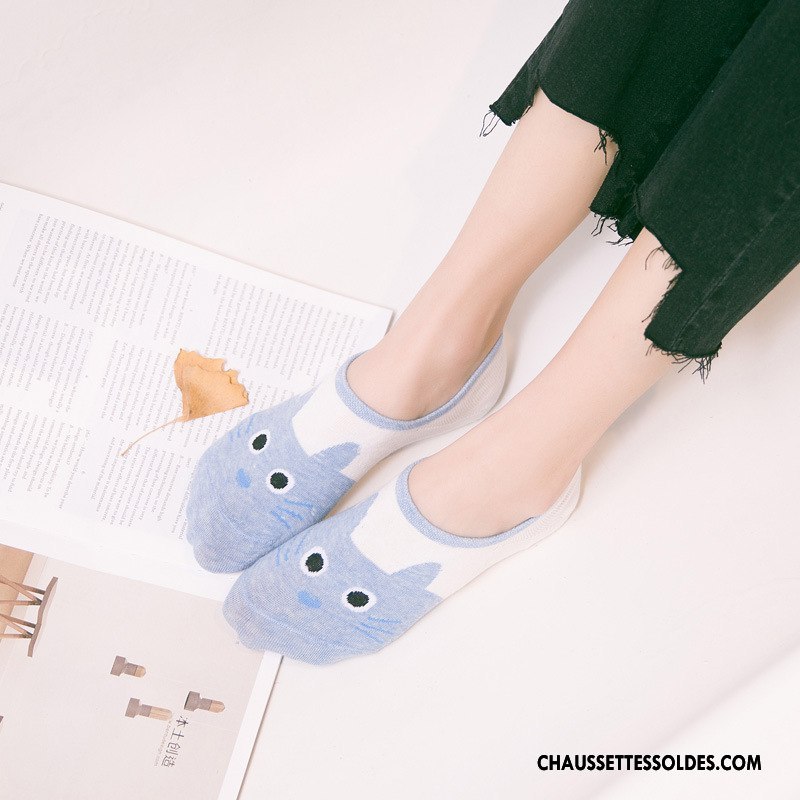 Chaussette Basse Femme Le Nouveau Invisible Printemps Casual Dame Chaussette Basse Coupée Bleu