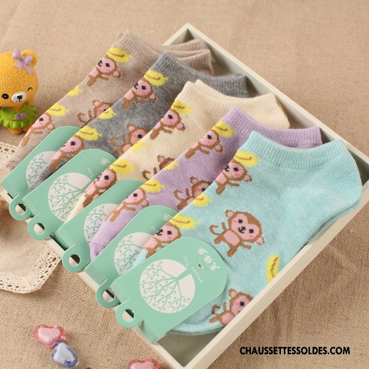 Chaussette Basse Femme Le Nouveau Singe Chaussettes En Coton Dessin Animé 100% Coton Style Chaud Bleu Clair Clair