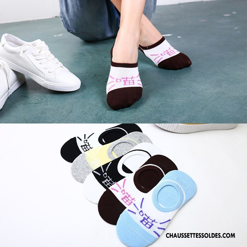 Chaussette Basse Femme Le Nouveau Tous Les Assortis Été Silicone Printemps Chat Noir