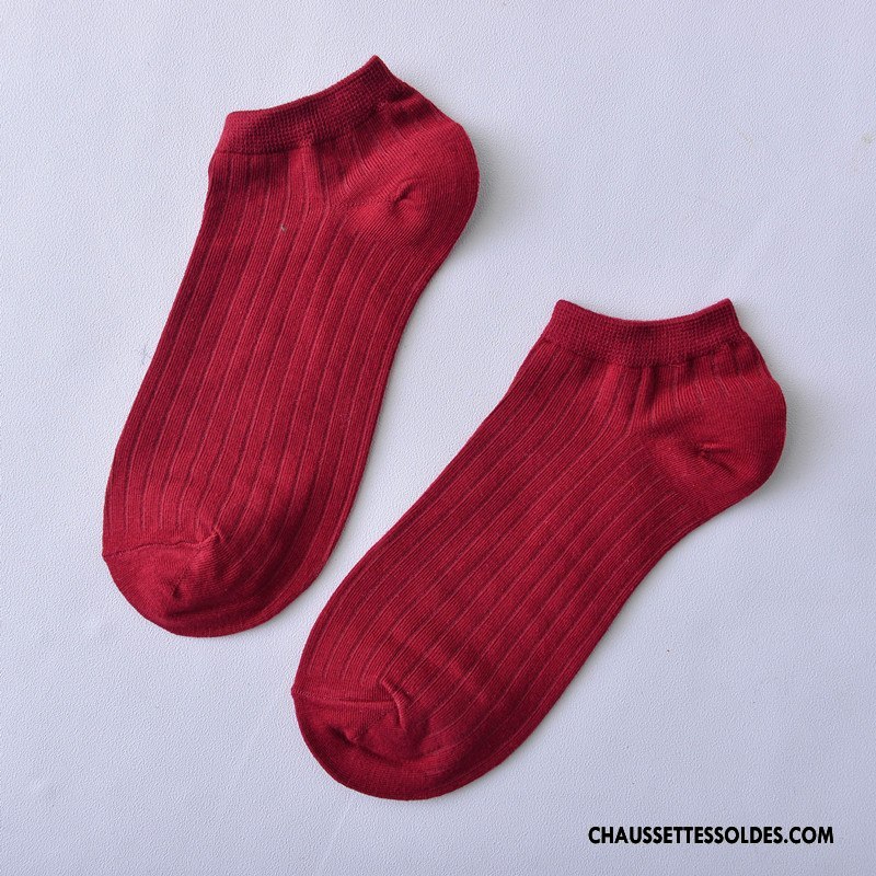 Chaussette Basse Femme Lovers Rayé Chaussette Courte Homme 100% Coton Nouvelles Arrivées Pure Rouge Clair