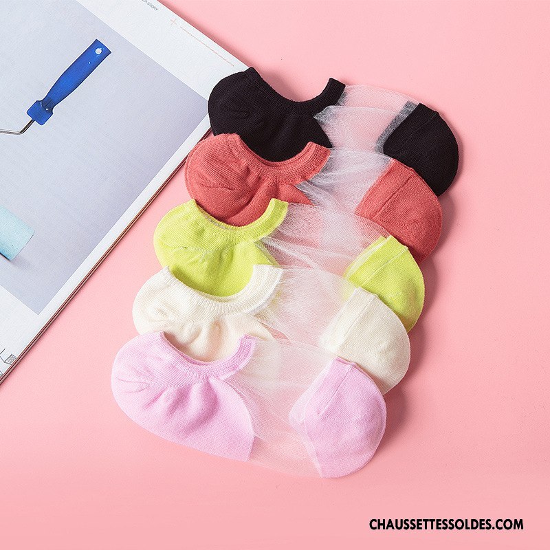 Chaussette Basse Femme Légère Coton Chaussette Basse Coupée Été Nouvelles Arrivées Mode Couleur De Contraste Rose