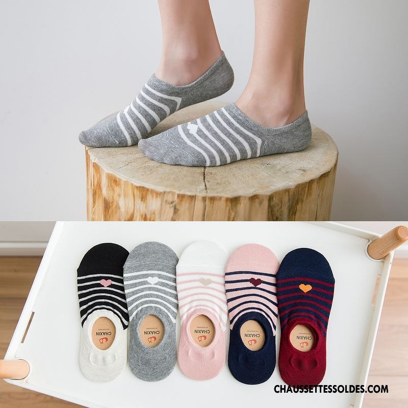 Chaussette Basse Femme Légère Respirant Nouvelles Arrivées Printemps Amour Élève Gris Clair