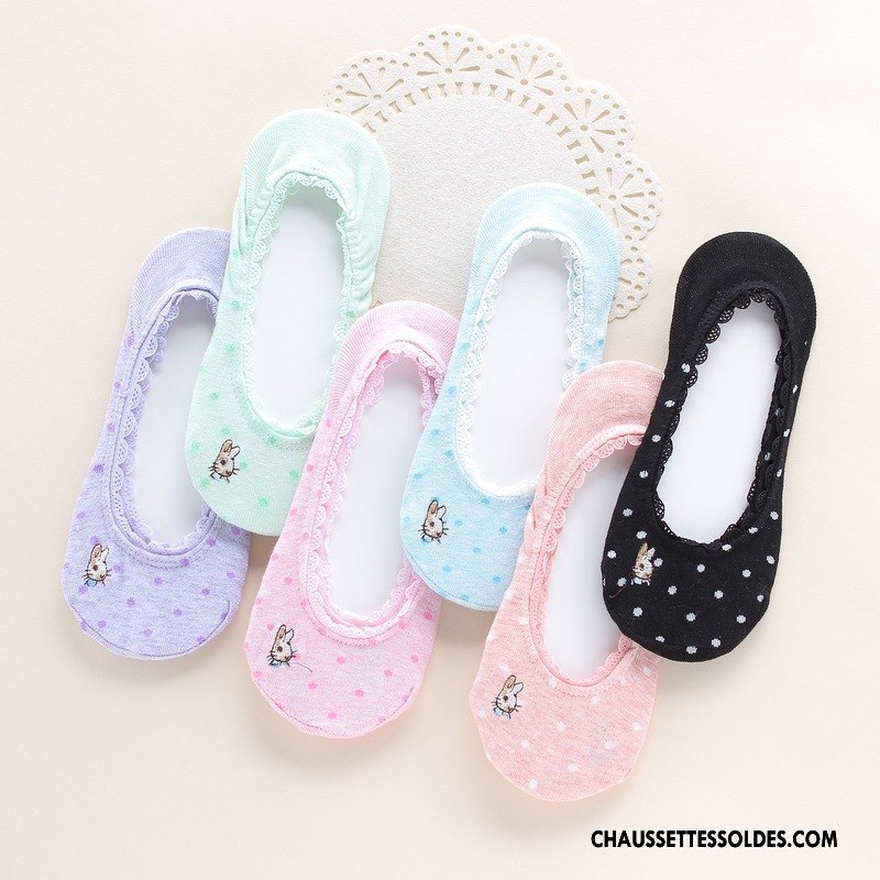 Chaussette Basse Femme Matelassé Dame Chaussette Basse Coupée Dessin Animé Été Charmant Rose Clair