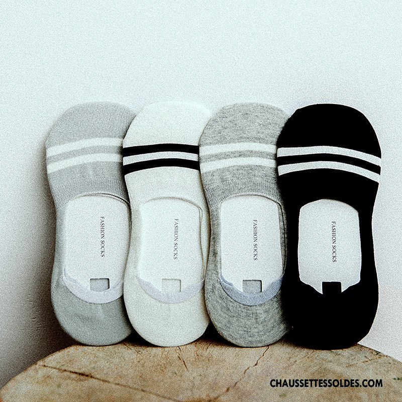 Chaussette Basse Femme Matelassé Invisible Chaussette Basse Coupée Coton Bio Noir Clair