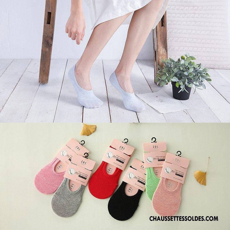 Chaussette Basse Femme Nouvelles Arrivées Dame Invisible Été Silicone Chaussettes En Coton Pure Blanc