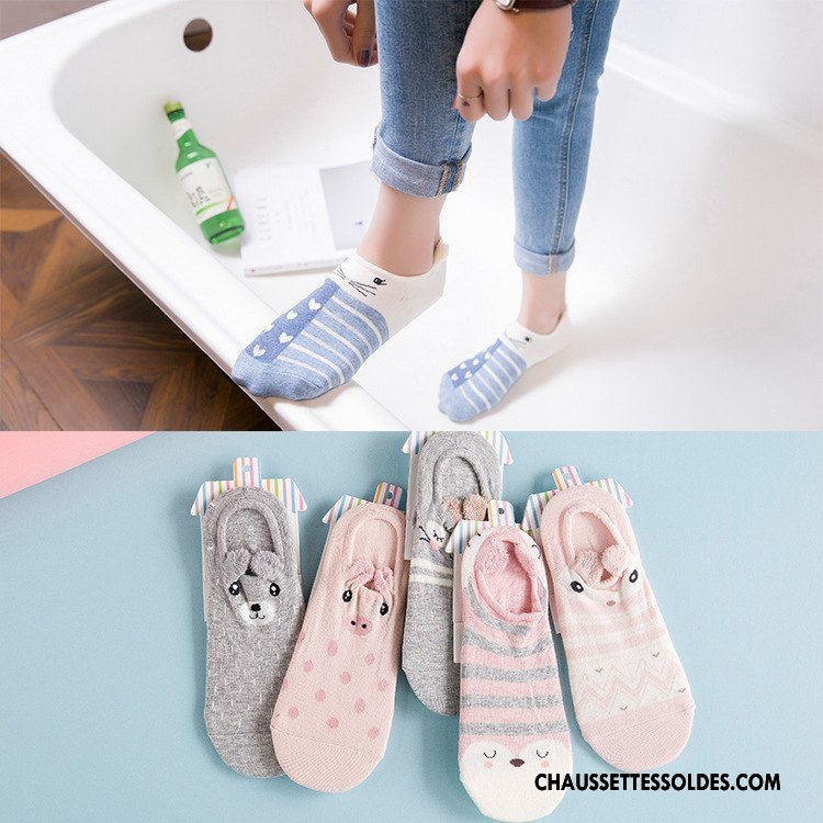 Chaussette Basse Femme Nouvelles Arrivées Personnalité Printemps 100% Coton Chaussette Courte Chaussette Basse Coupée Bleu Clair