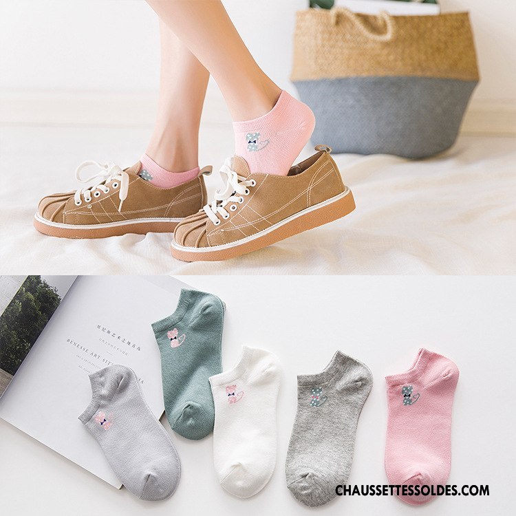 Chaussette Basse Femme Nouvelles Arrivées Printemps Chaussette Basse Coupée Chaussette Courte Cravate Été Rose