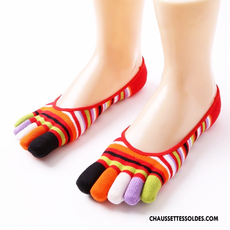 Chaussette Basse Femme Orange Chaussette Basse Coupée Doigt De Pied Matelassé Invisible Silicone Coloré Rouge