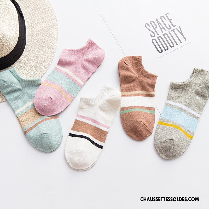 Chaussette Basse Femme Personnalité Le Nouveau Chaussette Courte Printemps Dame Été Rose