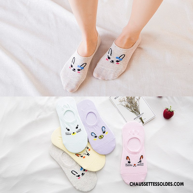 Chaussette Basse Femme Petit Dame 100% Coton Animal Printemps Renard Gris