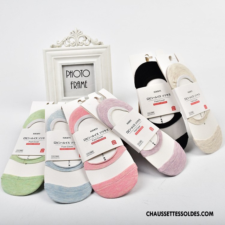 Chaussette Basse Femme Printemps Soie De Glace Respirant Été Mode Invisible Couleurs Mixtes Vert Clair