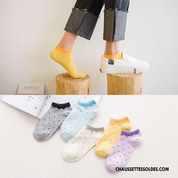 Chaussette Basse Femme Printemps Été Frais Le Nouveau Chaussette Basse Coupée Chaussettes En Coton Couleurs De Bonbons Jaune