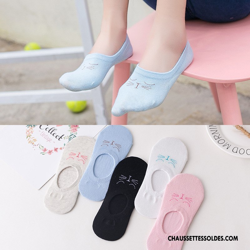 Chaussette Basse Femme Printemps Œil Dame Chaussettes En Coton Chat Invisible Bleu Clair