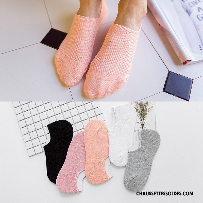 Chaussette Basse Femme Rayé Dame Le Nouveau 100% Coton Orange Invisible