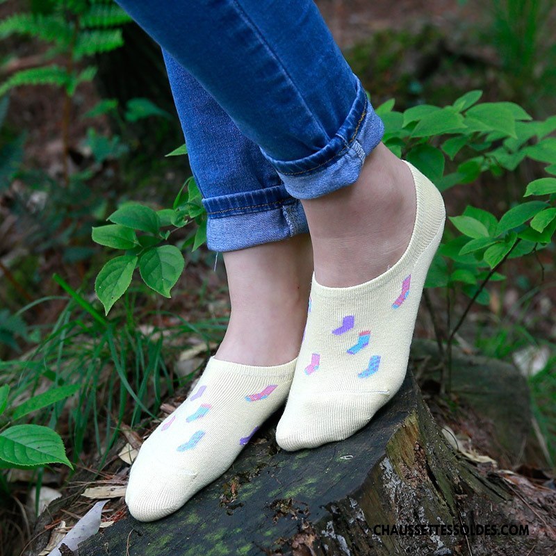 Chaussette Basse Femme Rétro Coton Bio Invisible Dame Chaussette Basse Coupée Frais Blanc Clair